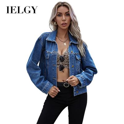 China IELGY Sustainable Women's European and American Institute of Statistics Fashion Retro Lapel Denim Shorts Jacket for sale