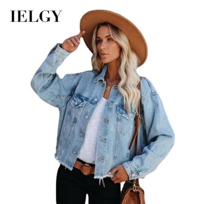 China AliExpress Amazon street hippie women's loose raw edge short jacket viable support OEM spring jacket IELGY new and autumn denim for sale