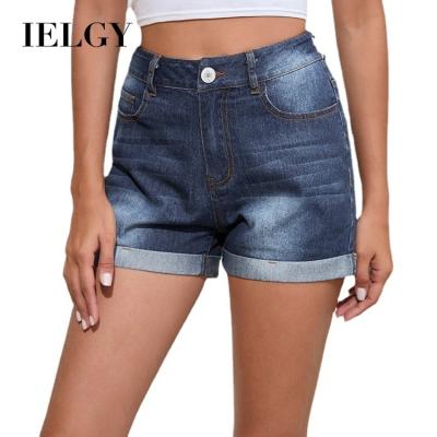 China IELGY Sustainable Women's Jeans Temperament Commuter Washed Elastic Mid Waist Shorts Women for sale