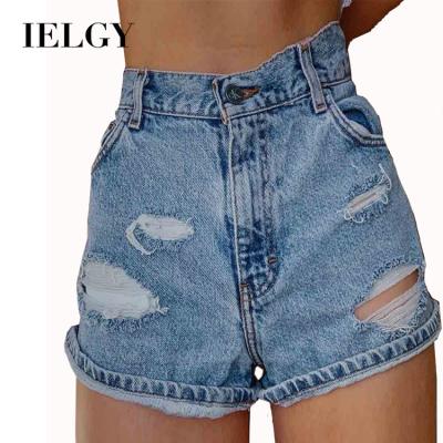 China IELGY Stain Ladies Viable Jeans Ripped Slim Print Denim Shorts Women for sale