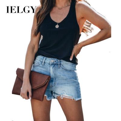 China IELGY Stain Ladies Viable Denim Shorts Ripped Fringed Jeans Sexy Women for sale