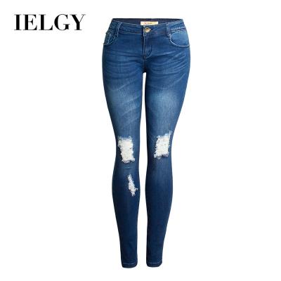 China IELGY Sustainable Ladies Pants Shredded Slim Stretch Pencil Pants Ladies Jeans for sale