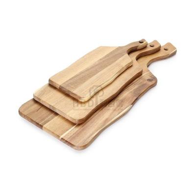 China Factory Sustainable Creative Custom Thick Acacia Wooden Cutting Board Cheese Board Set With Handle for sale