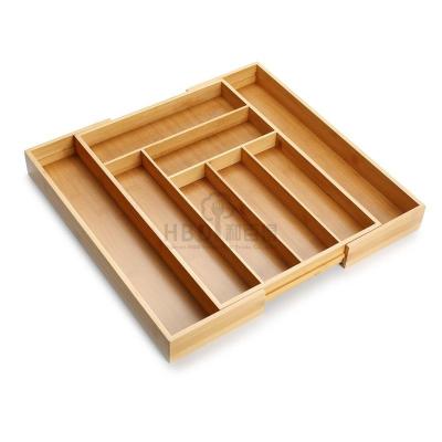 China Factory Viable Hot Selling Bamboo Silverware Expandable Bamboo Tray Utensil Cutlery Organizer for sale