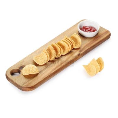 China Sustainable High Quality Custom Single Serving Acacia Wood Cutting Board Tray With Ceramic Bowl for sale