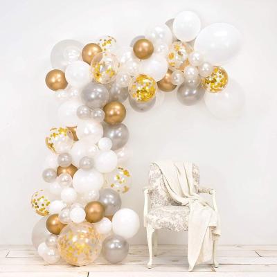 China Beayuiful Beautiful Colorful Gold/White Balloon Suit 125pcs Ins Style Balloons For Wedding And Birthday Party Decoration for sale