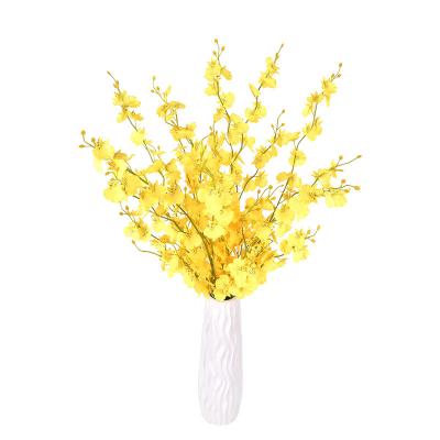 China Artificial Flower Natural Imitation Yellow Wedding Fake Flower Orchid Dancing Touch Home Decoration for sale