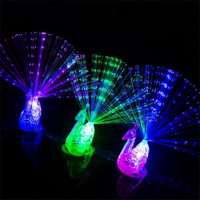 China Festival Decoration Party Toys Led Up Light Colorful Toy Lamp Fiber Finger Light LED Peacock Design Rings Light for sale