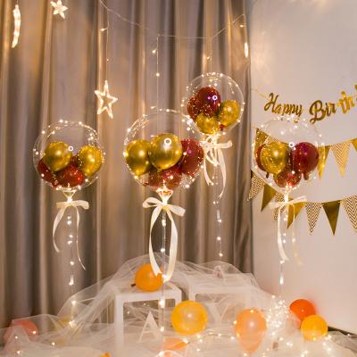 China Bar Party Led Light Up Valentines Mothers Day Bouquet Led Bobo Balloons With Rose Flower for sale