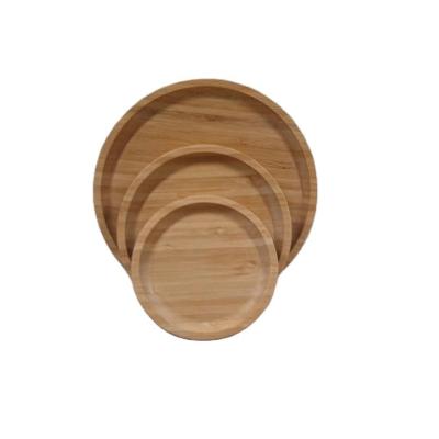 China Sustainable Hot Selling Small Acacia Restaurant Dishes Round Bamboo Silver Bamboo Deep Dish Charger Dishes Wooden Dishes for sale