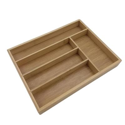 China Sustainable Universal Kitchen Drawer Bamboo Utensil Tray Organizer with Knife Drawer Organizer for sale