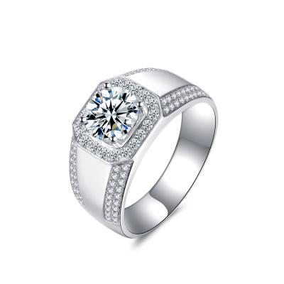 China Real platinum CVD HPHT lab grown men's diamond ring real for men big sfone ring synthetic diamond ring for sale