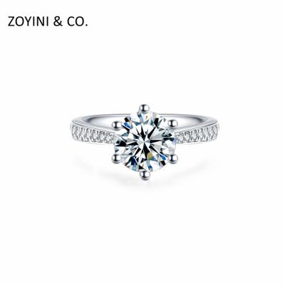 China ZOYINI CLASSIC Jewelry 1ct Round Brilliant Wedding Ring Trendy Design Rose Yellow White Gold Simple Cut Moissanite Stone for sale