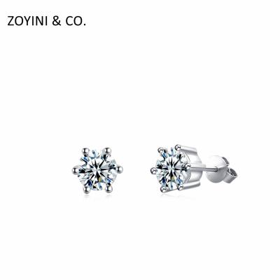 China Luxury Korean Designer 2021cute Handmade Moissanite Diamond Statement Customed Earrings 14K DEF 6.5mm CLASSIC Round Gold Stud Earrings for sale