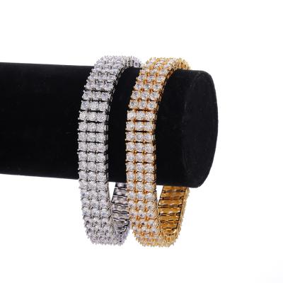 China Hip-Pop Platinum Tennis Bracelet Unisex 925 Sterling Silver Gold Tennis Bracelet for sale