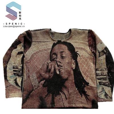 China Hot Selling Custom Tapestry Woven Sweater Breathable Streetwear Breathable Rapper for sale