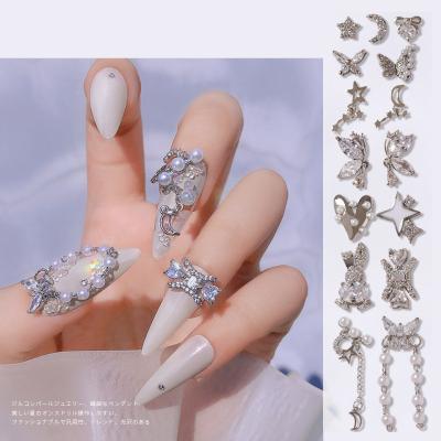 China Super Shiny Japanese Style Nail Art Super Shiny Silver Pearl Zircon Alloy Jewelry for sale