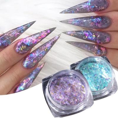 China Easy Apply Hot Sale Nail Glitter Powder Laser Symphony Aurora Ice Crystal Nail Powder for sale