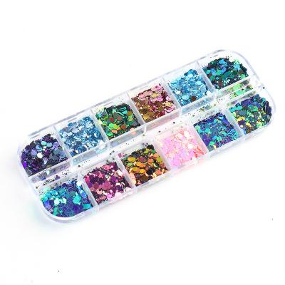 China Easy Apply Hot Sale Nail Art Laser Sequin Nail Glitter Glitter Set Irregular Mix for sale