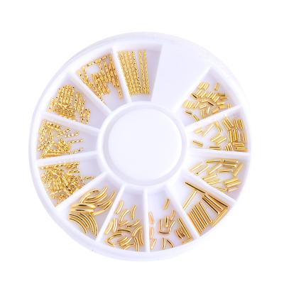 China Eco-friendly factory direct wholesale metal alloy gold short sticks nail glitter decoration wheel for sale