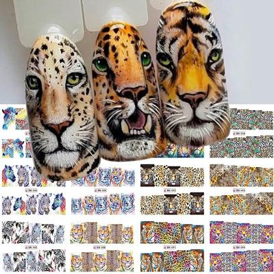 China Easy Apply Wind Tiger Zebra Nail Art Sticker Water Sticker Nail Animal Sticker for sale