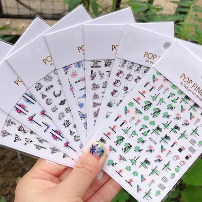 China Easy Apply Nail Art Sticker Flowers Leaves English Nail Art Sticker for sale