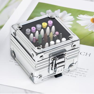 China Easy Apply Nail Art Tools Grinding Polishing Head Display Nail Drill Bit Desktop Storage Box for sale