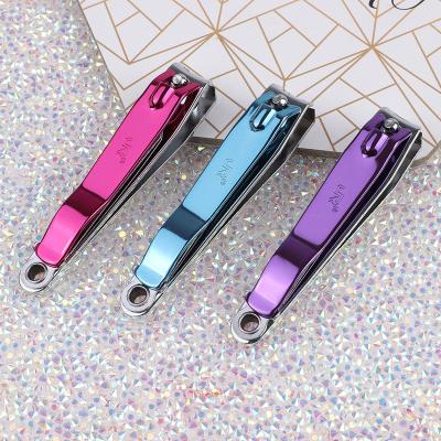 China Durable Nail Art Tools 3 Colors Flat Mouth Stainless Steel Electroplating Nail Clippers for sale