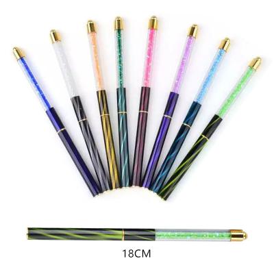 China Easy Apply Nail Art Brush Light Therapy Pen Rhinestone Handle Acrylic Nail Painted Pen Cat Eye Rod Nail Brush for sale