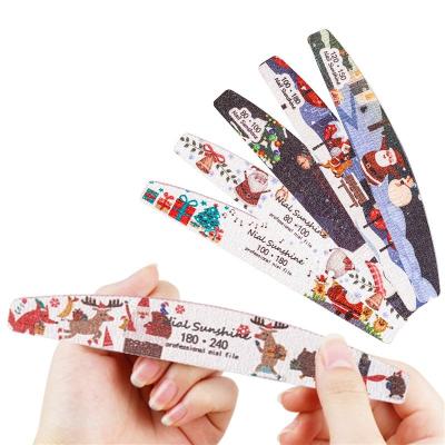 China Fingernail Art Nail File Christmas Theme Finger Printing Double Sided Polished Nail File for sale