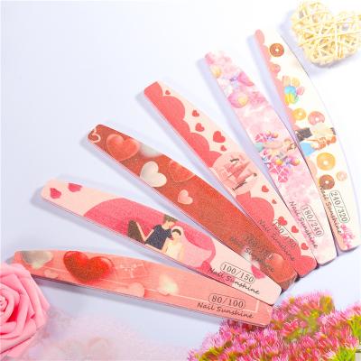 China Easy Apply Nail Art Valentine's Day Nail File Couple Love Rubbing Tape Buffing Nail File for sale