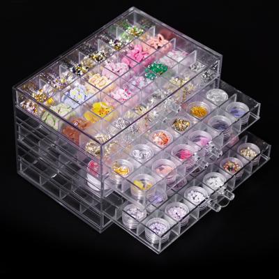 China 120 Grid Convenient Multi-Layer Drawer Transparent Nail Art Accessories Acrylic Storage Box for sale