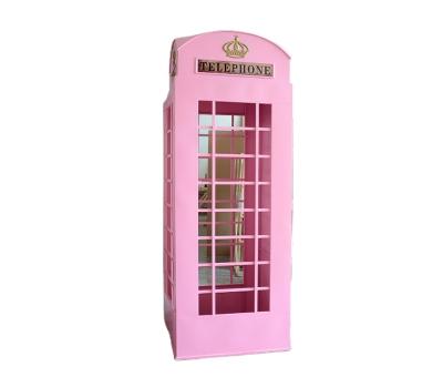 China Customized English London Indoor Pink Telephone Booth Prop With Mailbox for sale