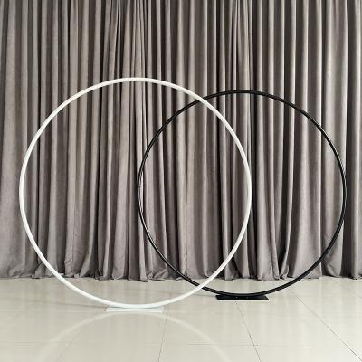 China Wedding Event Party Gold / Black / White Round Wedding Arch , Photo Booth Backdrop Stand for sale