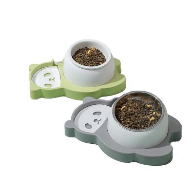 China 2022 New Panda Shape Automatic Water Refilling Multifunctional Automatic Pet Food Water Stainless Steel Ceramic Bowl for sale