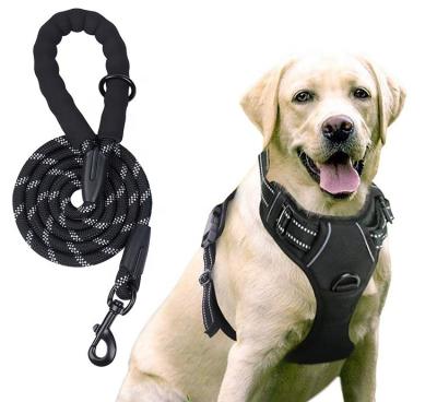 China ManufacHighly Reflective Reflective Neoprene Custom Dog Harness and Leash Set Reflective Tough Adjustable Luxury No Pull Dog Harness for sale