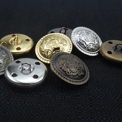 China New Design Metal Mens Clothing Dry Cleaning Engravedsewing Coat Button Viable Gold Washable Nickel Free for sale