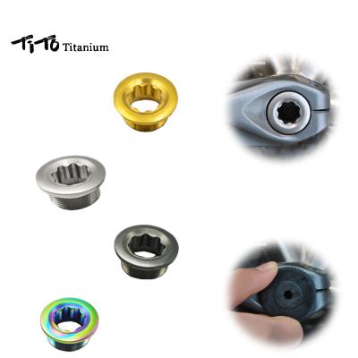 China Bicycle Axle TiTo Titanium Alloy Crank Cover Shimano Crankset M20 Bottom Bottom Hollow Screw Sandblasted/Polished Outer Dust Cover for sale