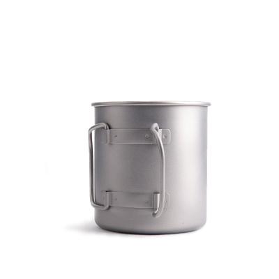 China Outdoor Sports Travel TiTo Low Price 450ML Outdoor Camping Picnic Mug Titanium Cup Ultralight Folding Handle Cup for sale