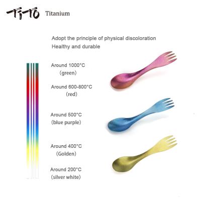 China Reusable titanium spork titanium spork titanium spork factory multifunctional camping cutlery fork ultralight rise reusable spoon for sale