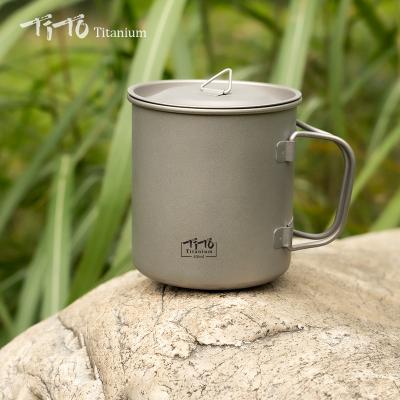 China TITO 450ml Sustainable Outdoor Titanium Camping Mug With Lid Cup Pure Titanium Mug for sale