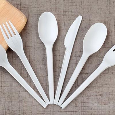 China Restaurant Serving Supplies Black Wrapped Disposable Set Plastic Fork Cutlery Pla Knife for sale