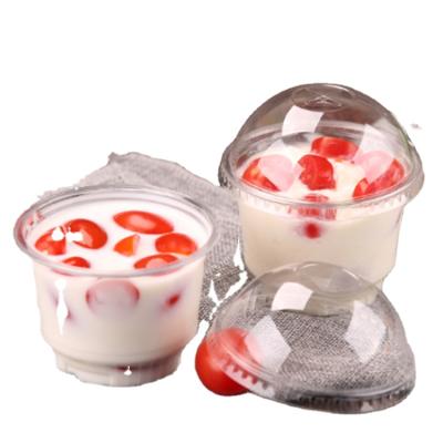 China Customized Eco-friendly 8oz 92mm Chocolate Clear Dessert Cup Sustainable Plastic Ball Shaped With Lids for sale