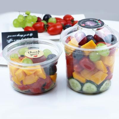 China Eco-friendly 24oz Disposable Pet Grocery Containers Food Packaging Clear Plastic Bowl With Cover for sale