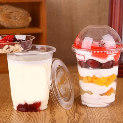 China Wholesale 6Oz 7Oz 8Oz Pet Disposable Eco-Friendly Disposable Yogurt Container Plastic Cup With Dome Lids for sale