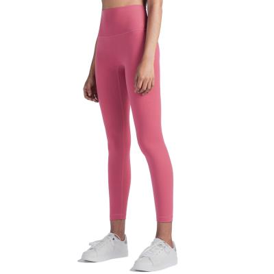 China 2021 breathable the new Europe and the United States fitness pants t-line women, high waist Lulu Yo naked peach double-sided skinny hips brocade for sale