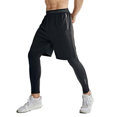 China Elastic Men's Basketball Pants Shorts Sports Fitness Gaiters Two Piece Breathable Suit for sale