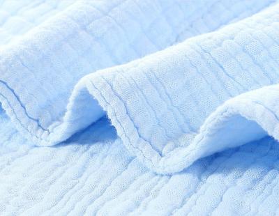 China Blue Crinkle Gauze Fabric By The Yard Six Layers Swaddle Gauze Fabric for sale