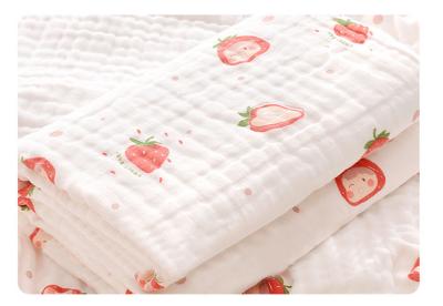 China Het antistatische Geweven Patroon van 6 Laaggauze fabric strawberry and flower Te koop