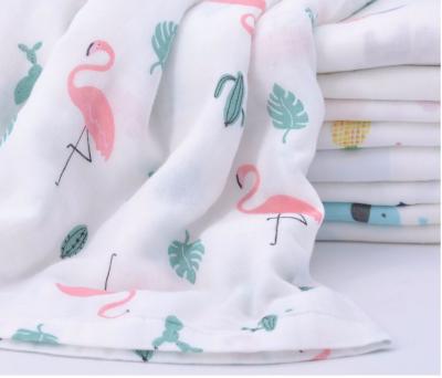 China Bird Picture Double Gauze Print Fabric Antibacterial Crinkled Gauze Fabric for sale